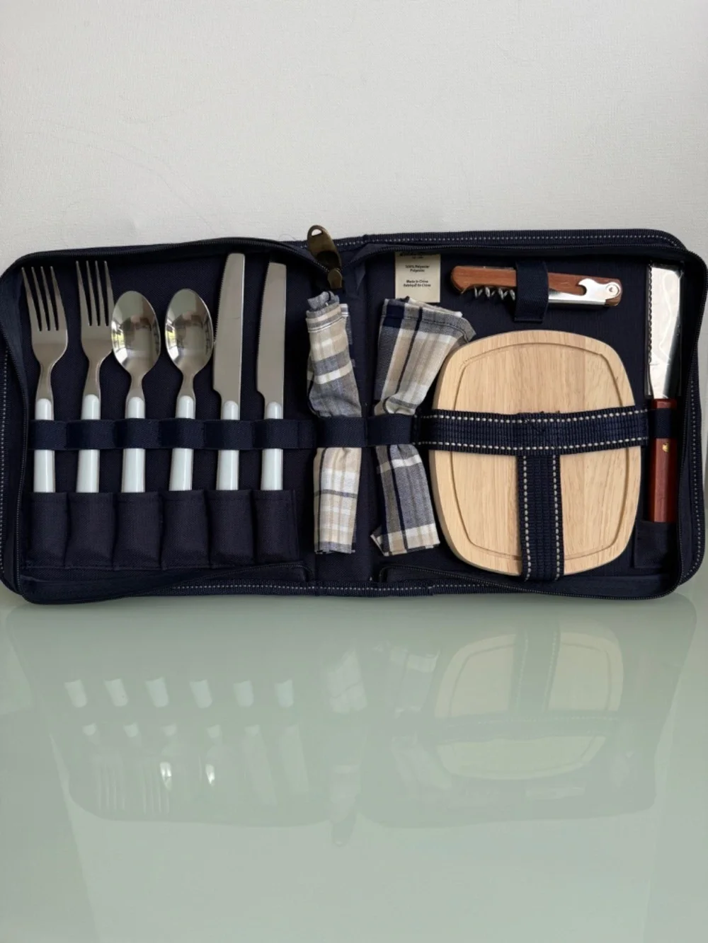 Eddie Bauer Travel Snack Set NWT Navy Picnic Cheese Board Corkscrew Kit